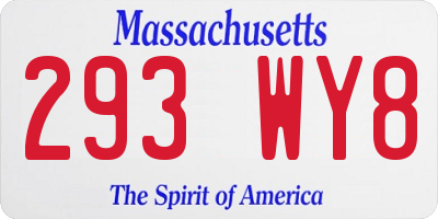 MA license plate 293WY8