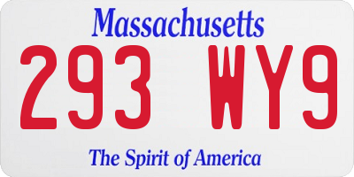 MA license plate 293WY9