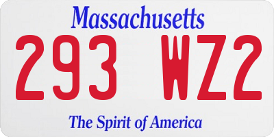 MA license plate 293WZ2