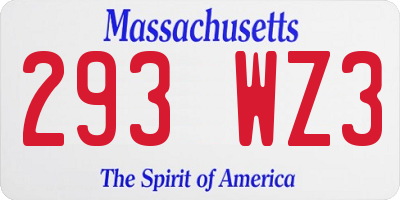 MA license plate 293WZ3
