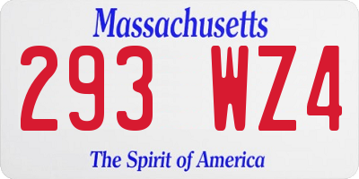 MA license plate 293WZ4
