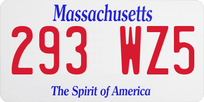 MA license plate 293WZ5