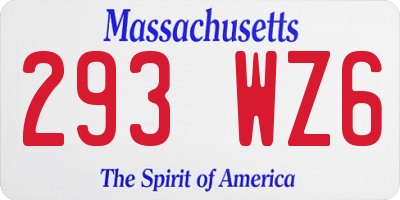 MA license plate 293WZ6