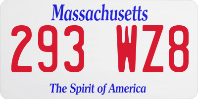MA license plate 293WZ8