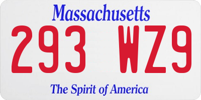 MA license plate 293WZ9