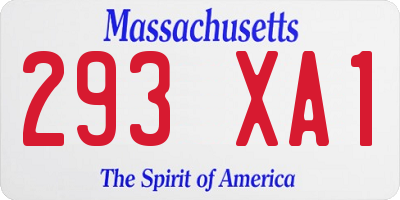 MA license plate 293XA1