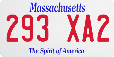 MA license plate 293XA2