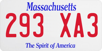 MA license plate 293XA3