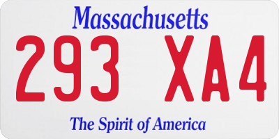 MA license plate 293XA4