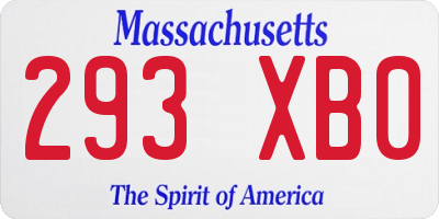 MA license plate 293XB0