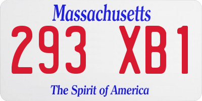 MA license plate 293XB1