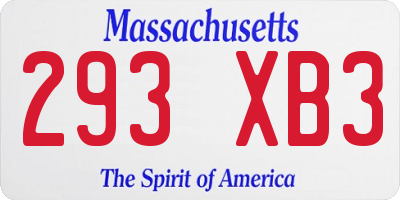 MA license plate 293XB3
