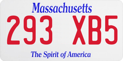 MA license plate 293XB5