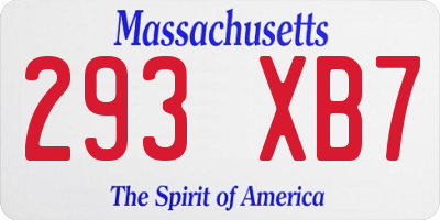 MA license plate 293XB7