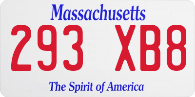 MA license plate 293XB8