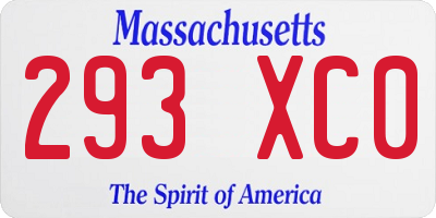 MA license plate 293XC0