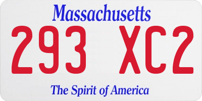 MA license plate 293XC2