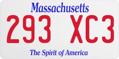 MA license plate 293XC3