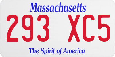 MA license plate 293XC5