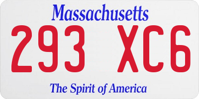 MA license plate 293XC6
