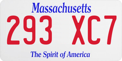 MA license plate 293XC7