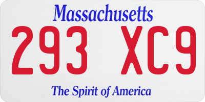 MA license plate 293XC9