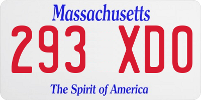 MA license plate 293XD0