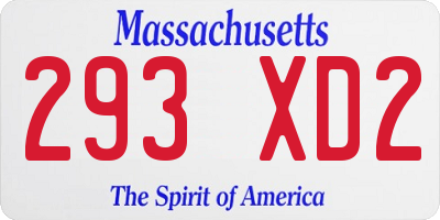 MA license plate 293XD2