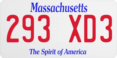 MA license plate 293XD3