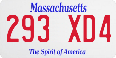 MA license plate 293XD4