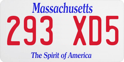 MA license plate 293XD5
