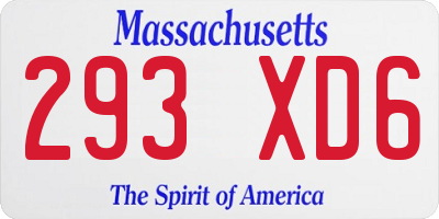 MA license plate 293XD6
