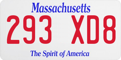 MA license plate 293XD8