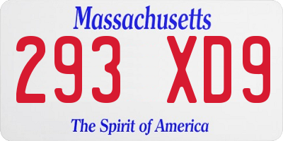 MA license plate 293XD9