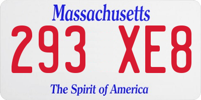 MA license plate 293XE8