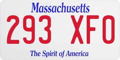 MA license plate 293XF0