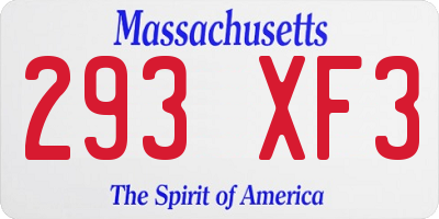 MA license plate 293XF3