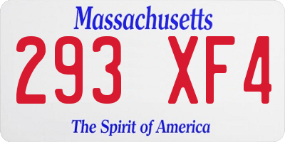 MA license plate 293XF4