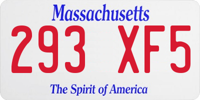 MA license plate 293XF5