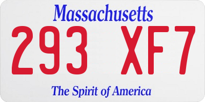 MA license plate 293XF7