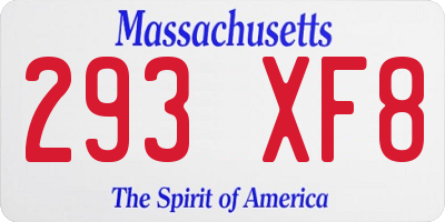 MA license plate 293XF8