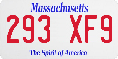 MA license plate 293XF9
