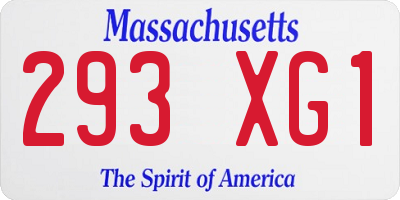 MA license plate 293XG1