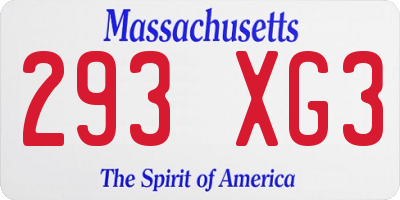 MA license plate 293XG3