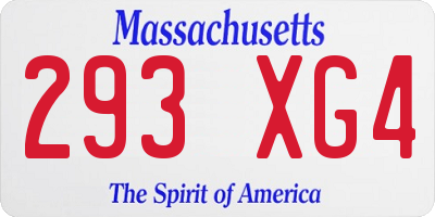 MA license plate 293XG4