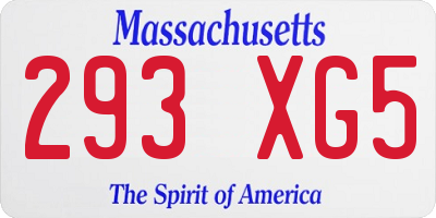 MA license plate 293XG5