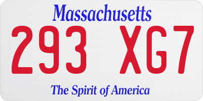 MA license plate 293XG7