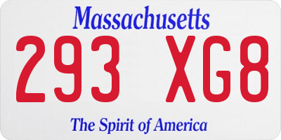 MA license plate 293XG8