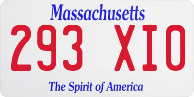 MA license plate 293XI0