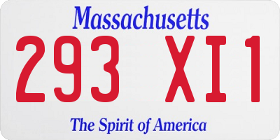 MA license plate 293XI1